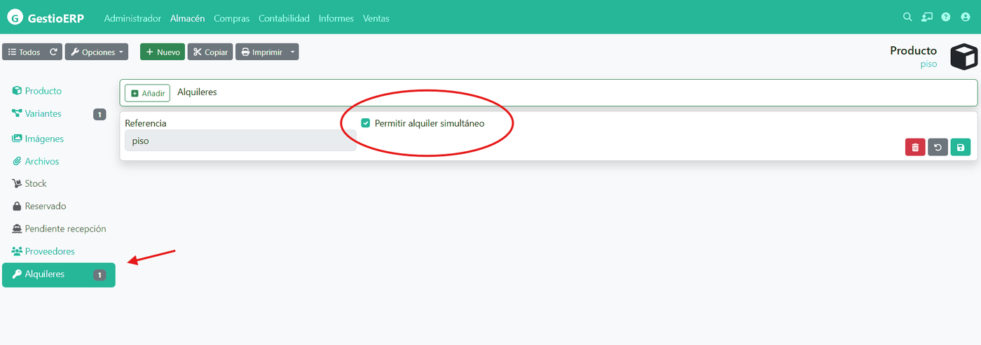 Productos disponibles para alquiler