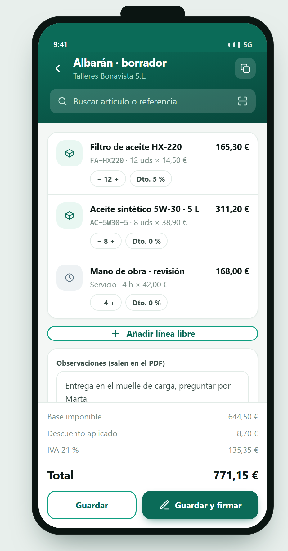 Líneas del documento