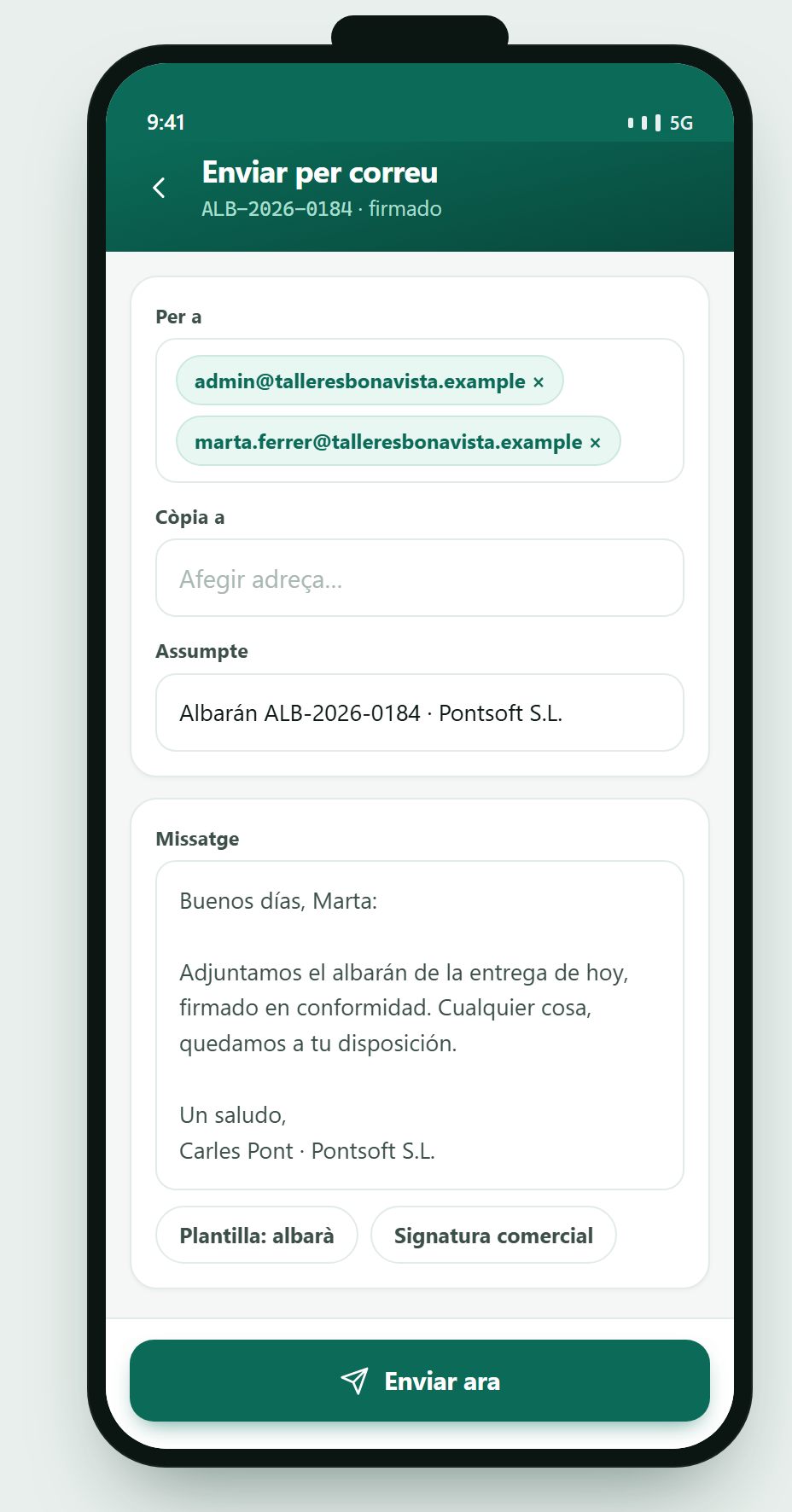 Enviar per correu