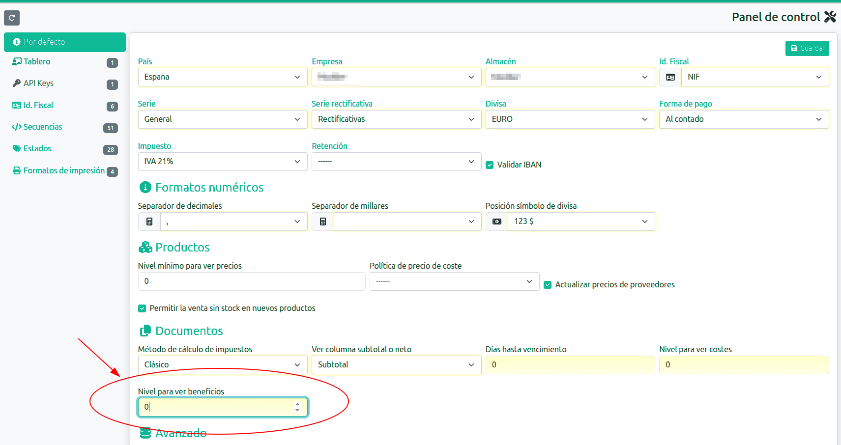 Beneficis per document