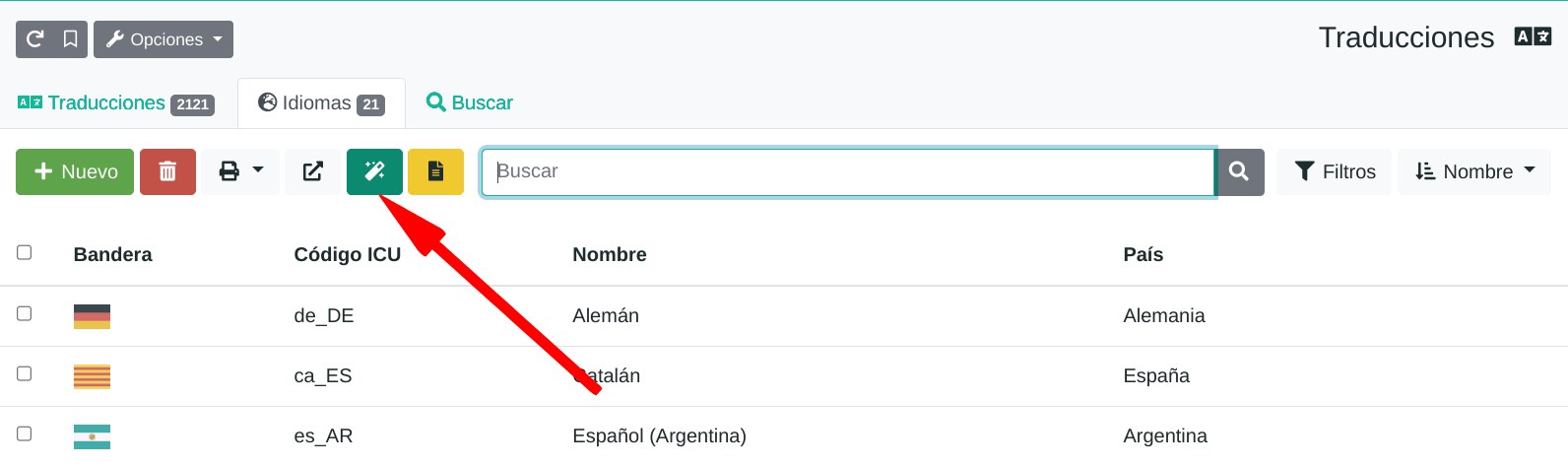 Carregar els idiomes per defecte per a les traduccions