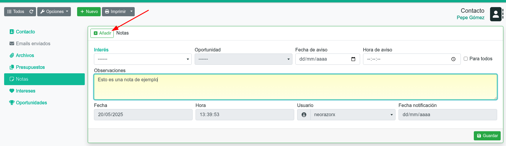 Com afegir notes i recordatoris a contactes