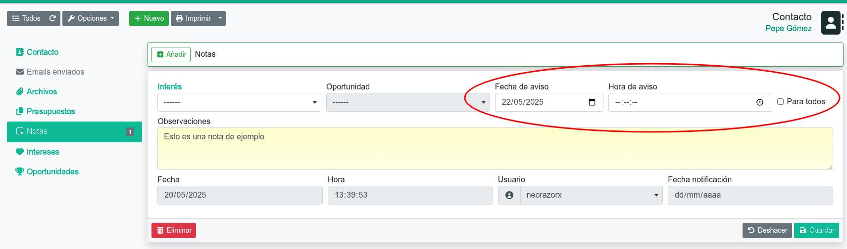 Com afegir notes i recordatoris a contactes