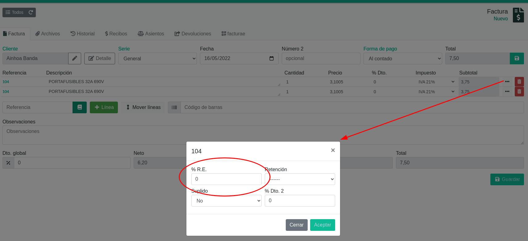 Com configurar impostos i recàrrec d'equivalència
