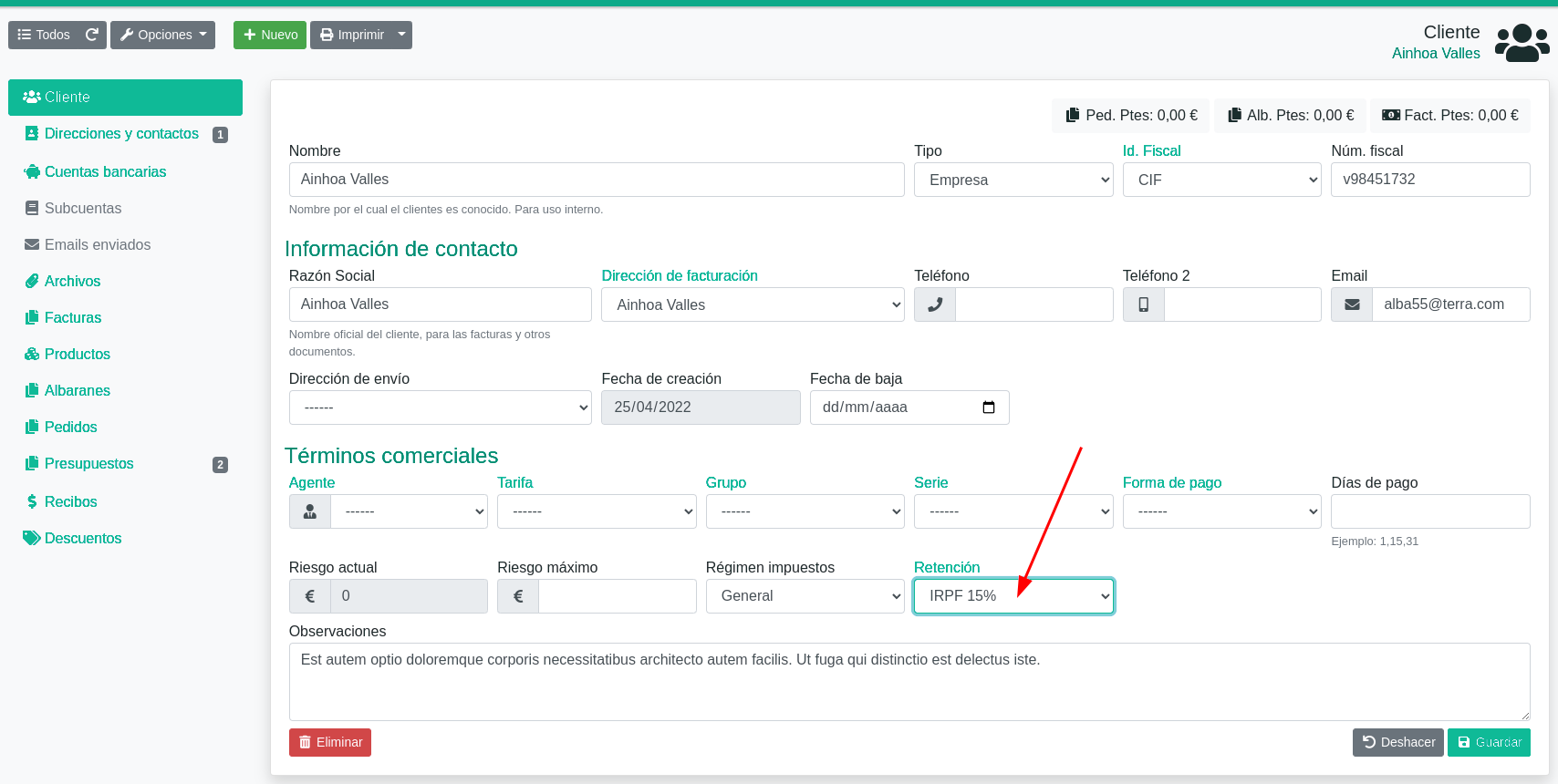 Com configurar les retencions d'IRPF