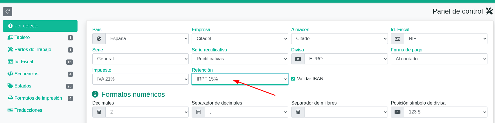 Com configurar les retencions d'IRPF