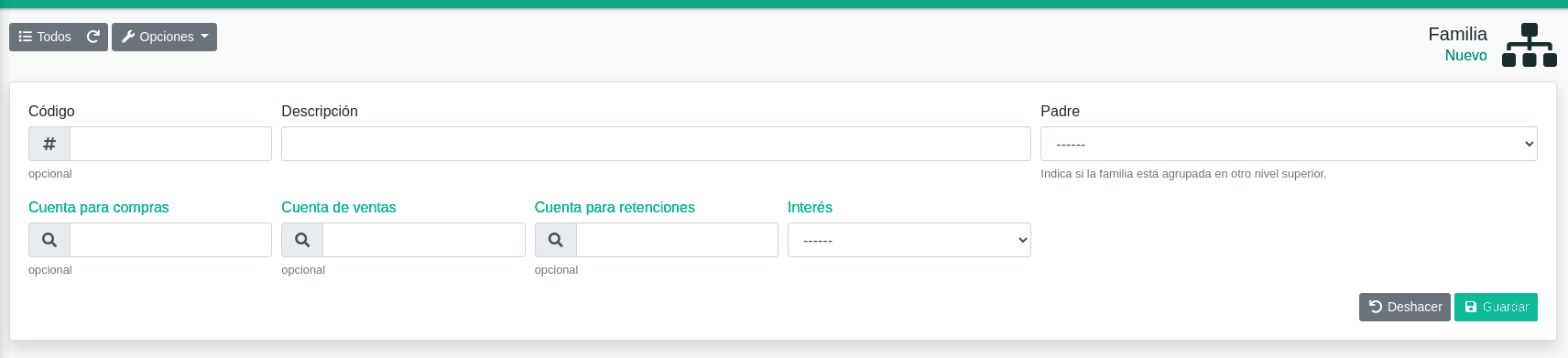 Cómo crear familias de productos