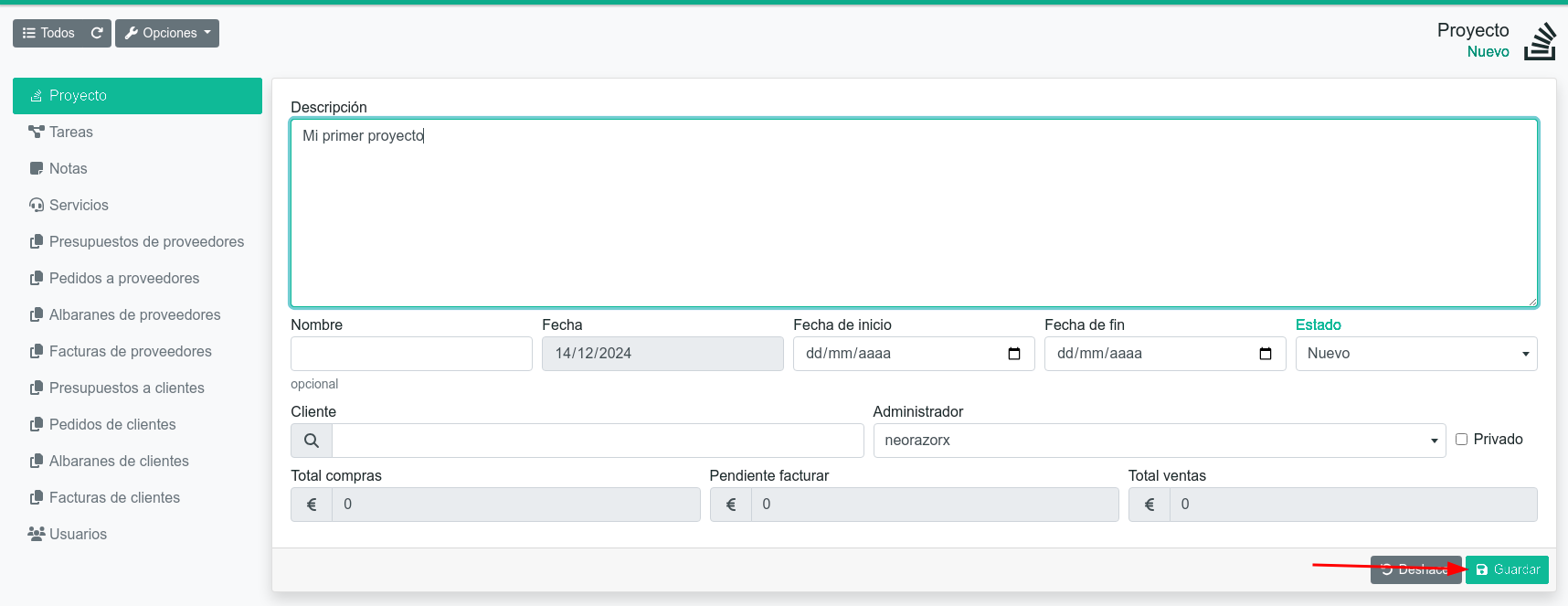 Com crear un projecte
