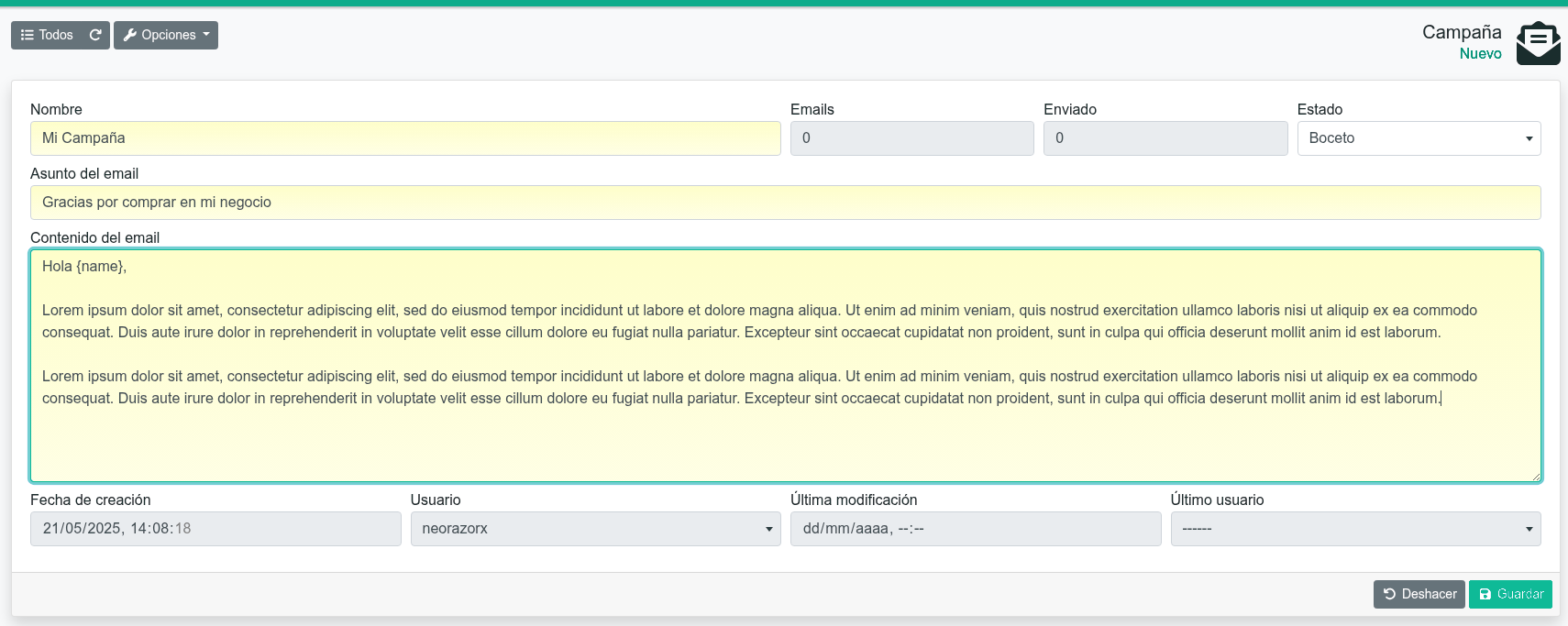Botó d’email als llistats