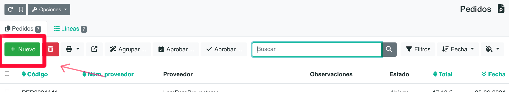 Cómo registrar un pedido de compra