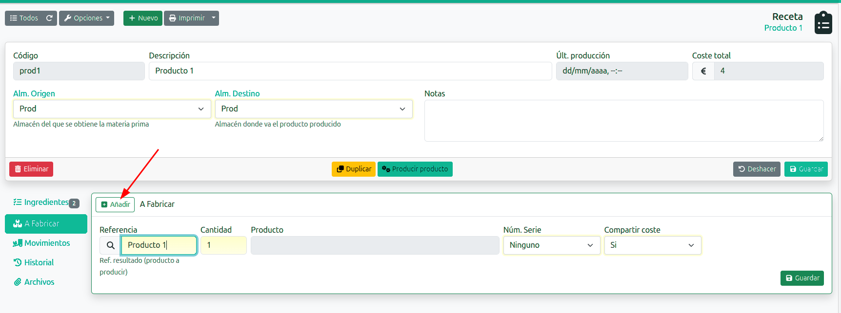 Llançar una ordre de producció