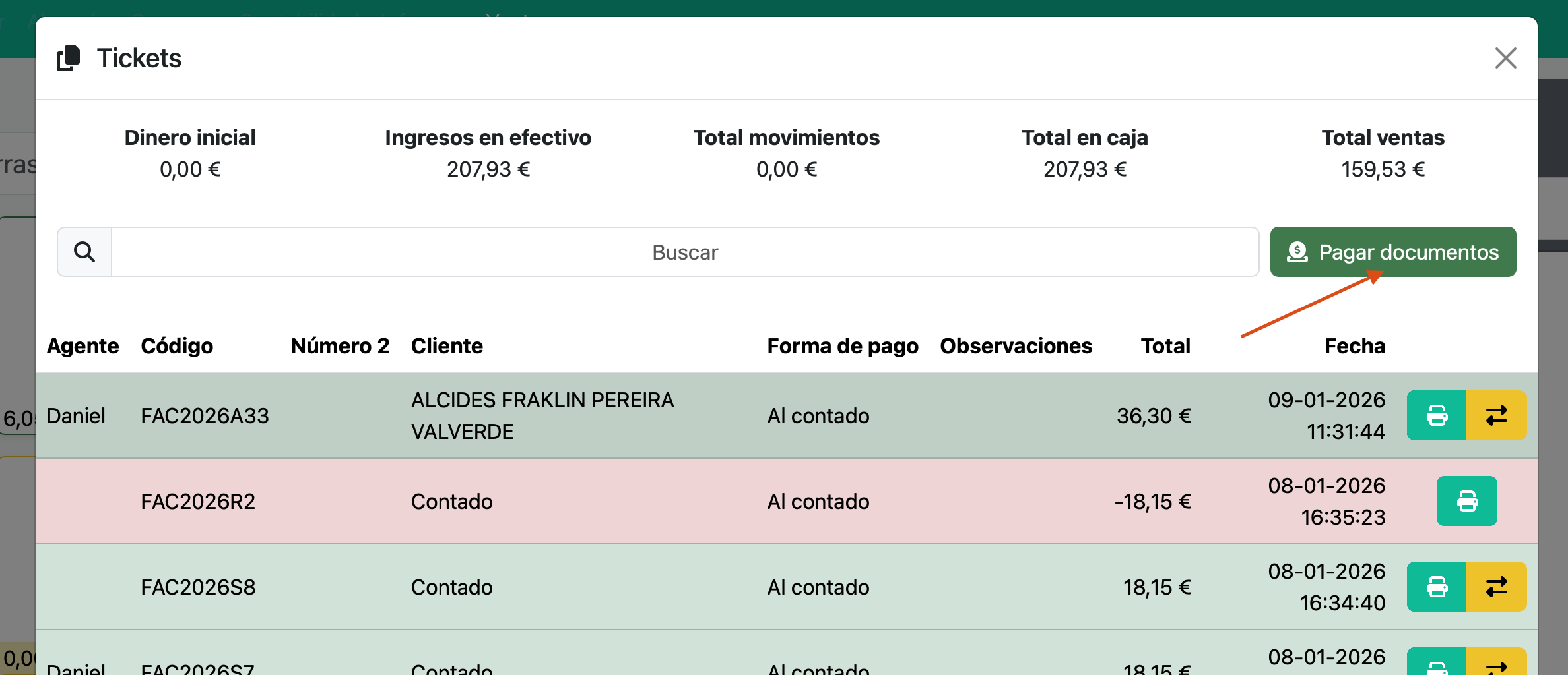 Como pagar documentos desde el TPV
