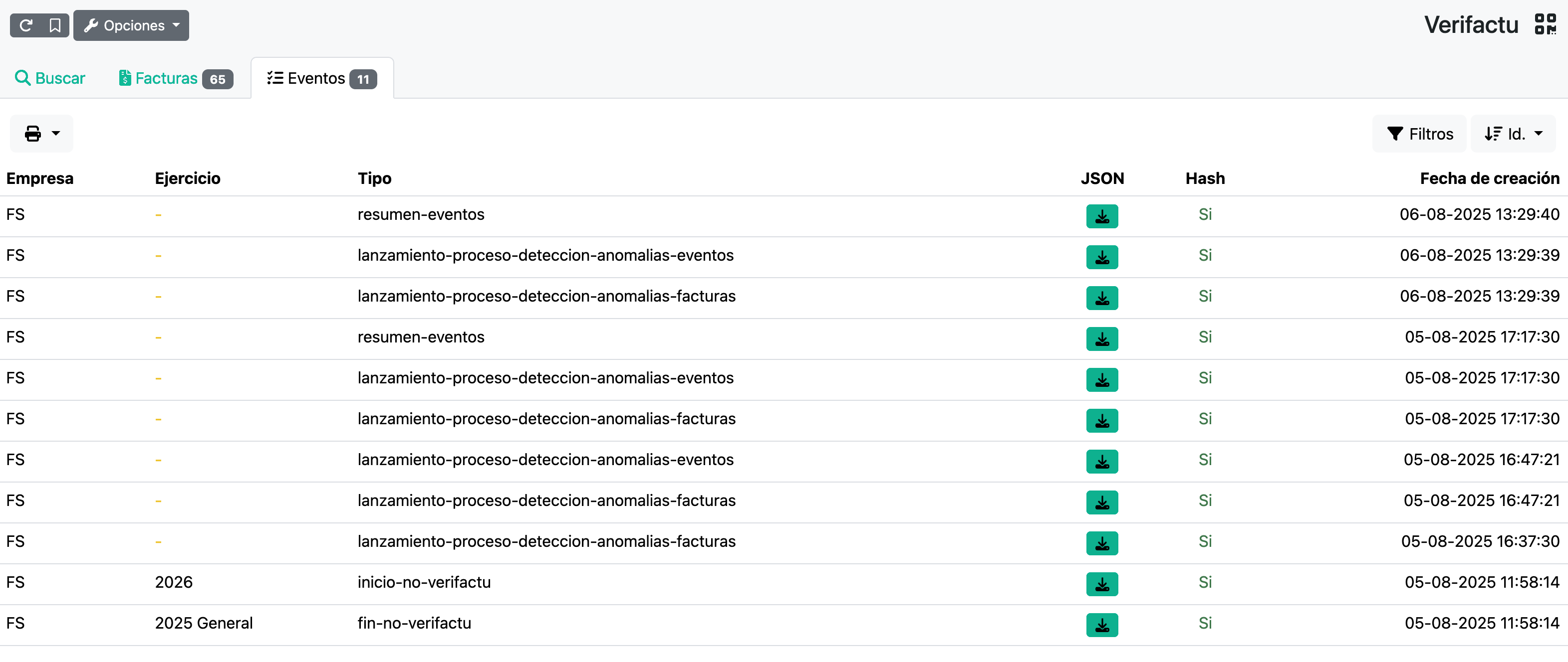 Com veure l'informe de registres de factures i esdeveniments