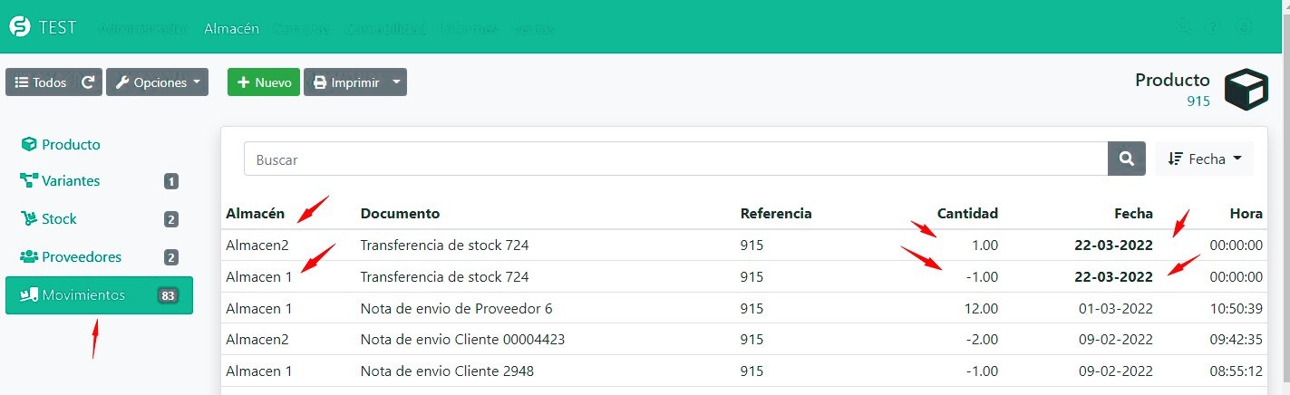 Cómo ver los movimientos de stock de un producto