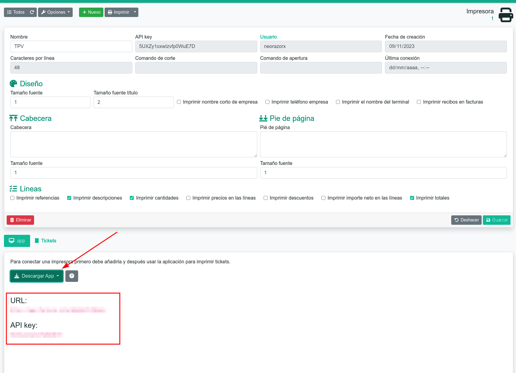 Configurar la impressora de tiquets