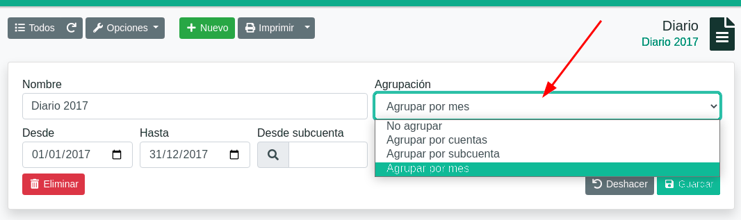Diario general agrupado por mes