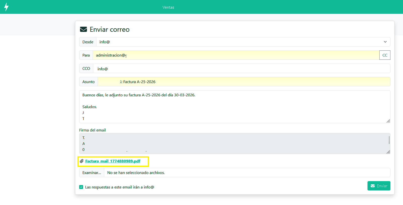Configuració prèvia i opcions d'enviament
