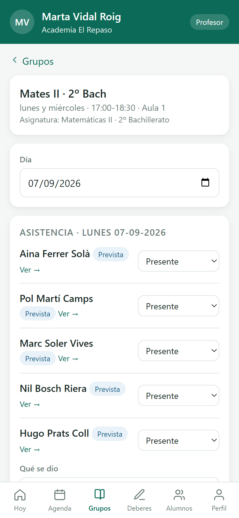 L'app del professor: passar llista des del mòbil