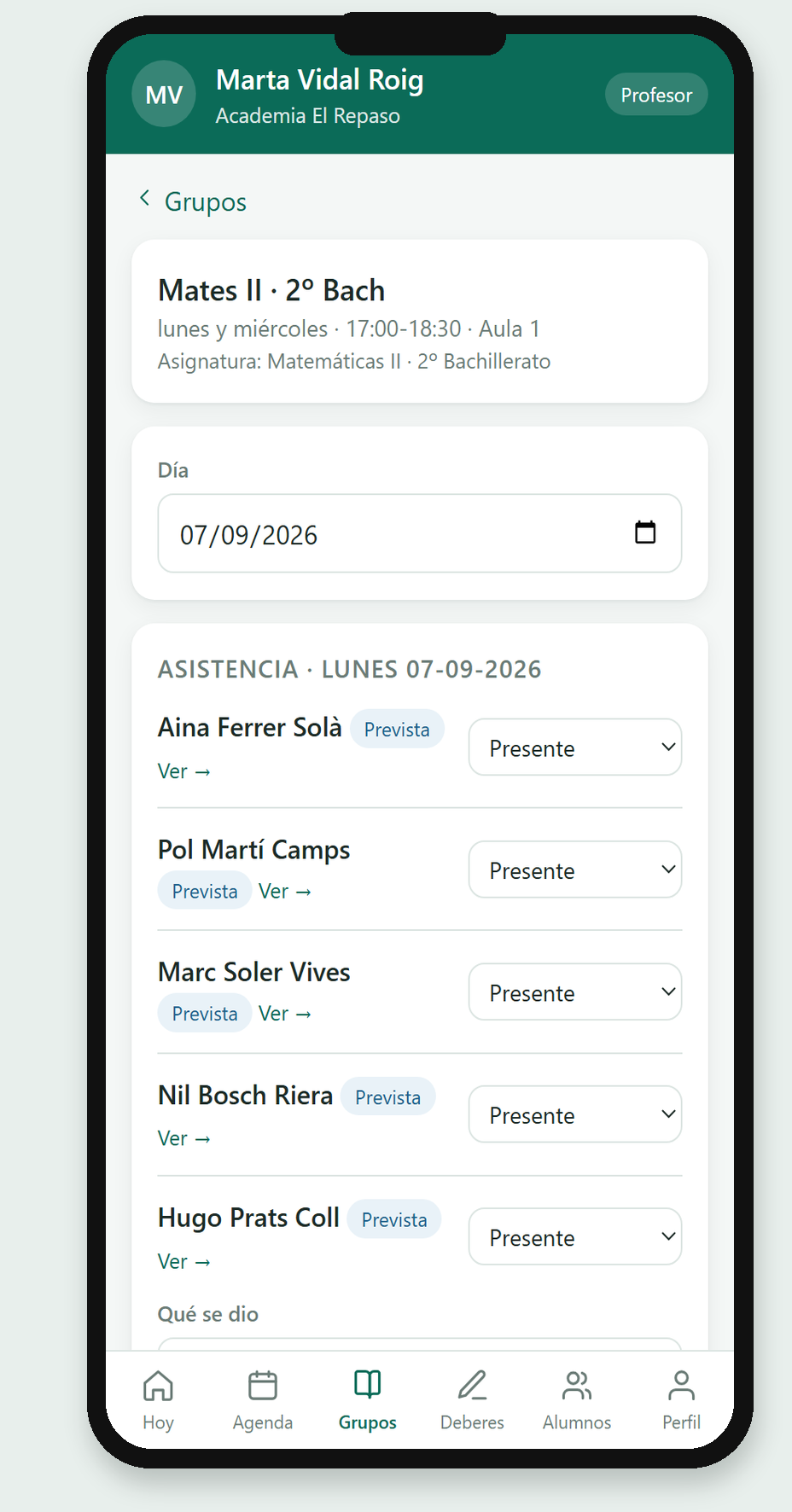GestioERP Escuelas · profesor