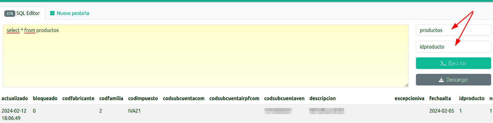 Editor de SQL
