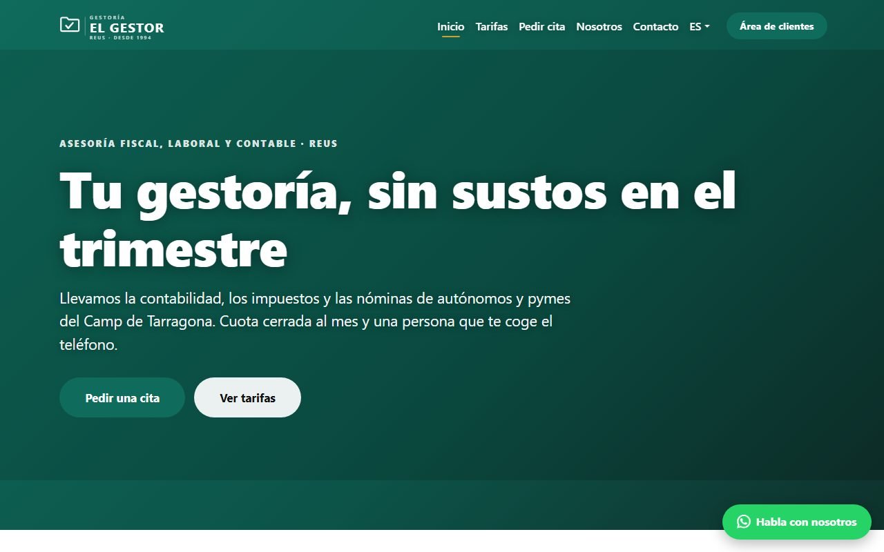 Web de la Gestoría El Gestor