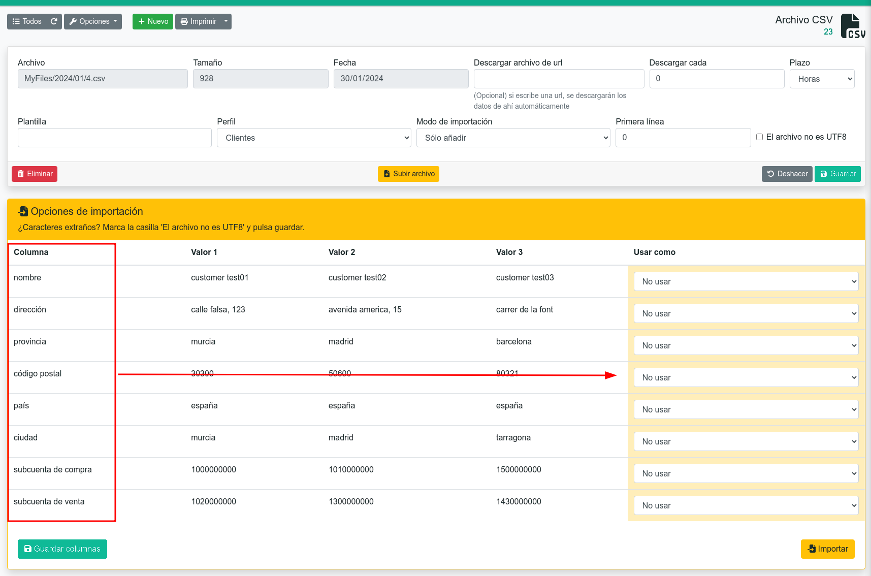 Importació avançada i programada