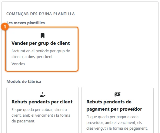 Les plantilles al pas 1 d'un llistat nou