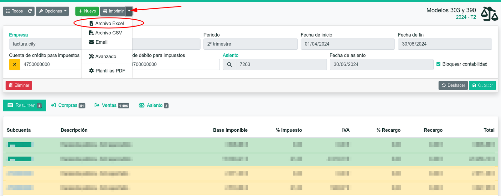 Exportar el informe a Excel