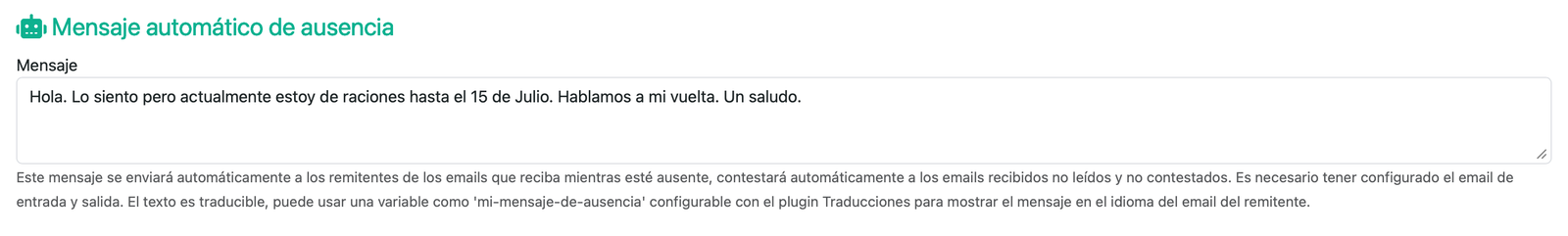 Missatge d’absència automàtic