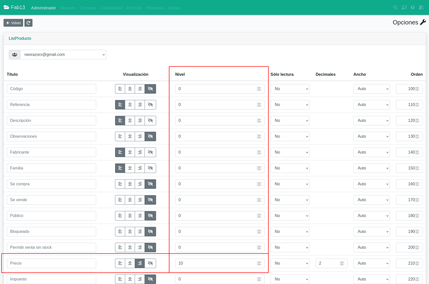 Personalización de listados y formularios