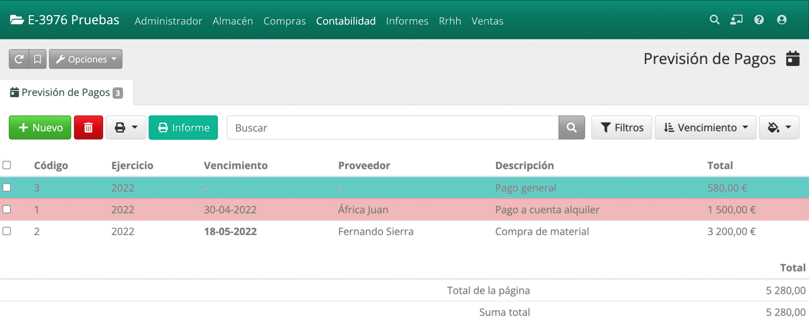 Crear una previsión de pago