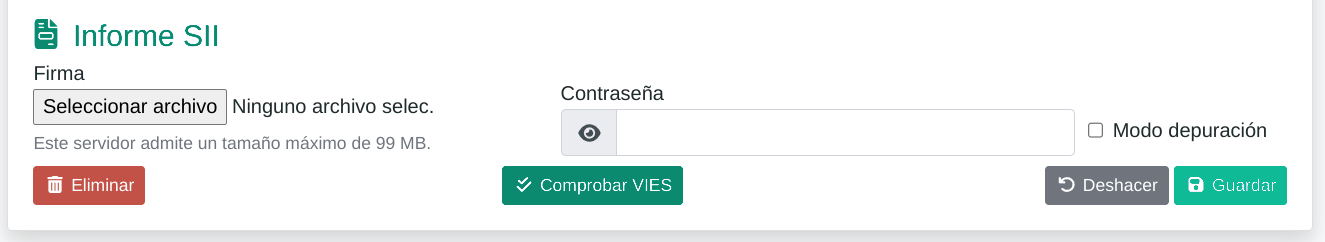 Configuración del SII