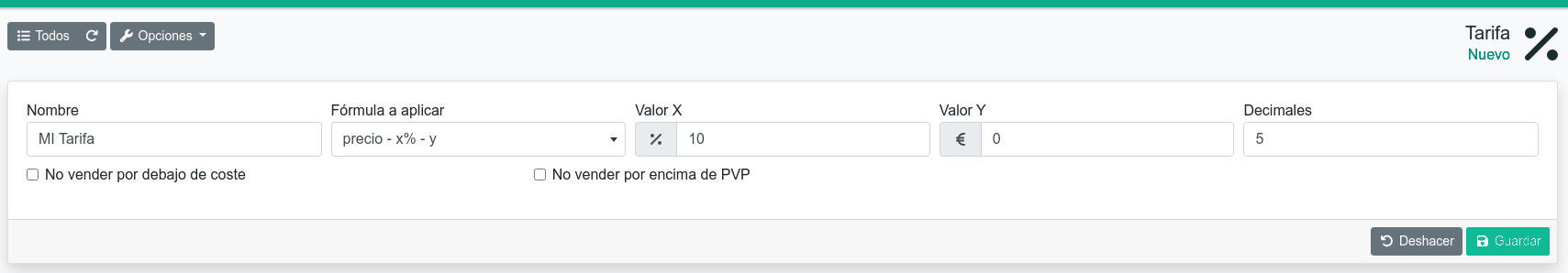 Descuentos y tarifas