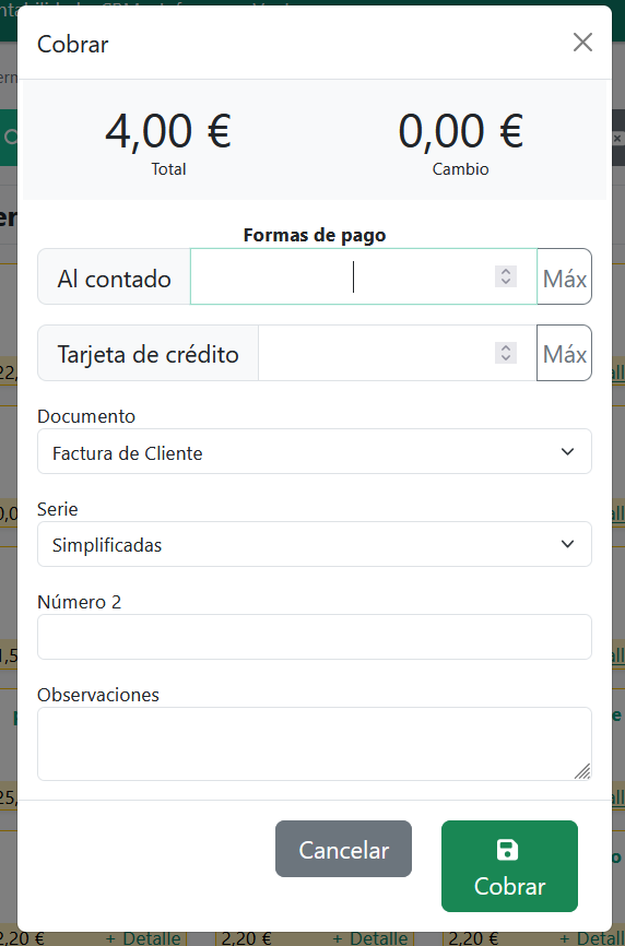 Vender: carrito y cobro