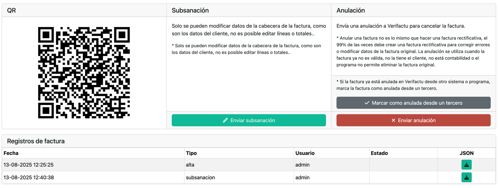 Subsanar una factura