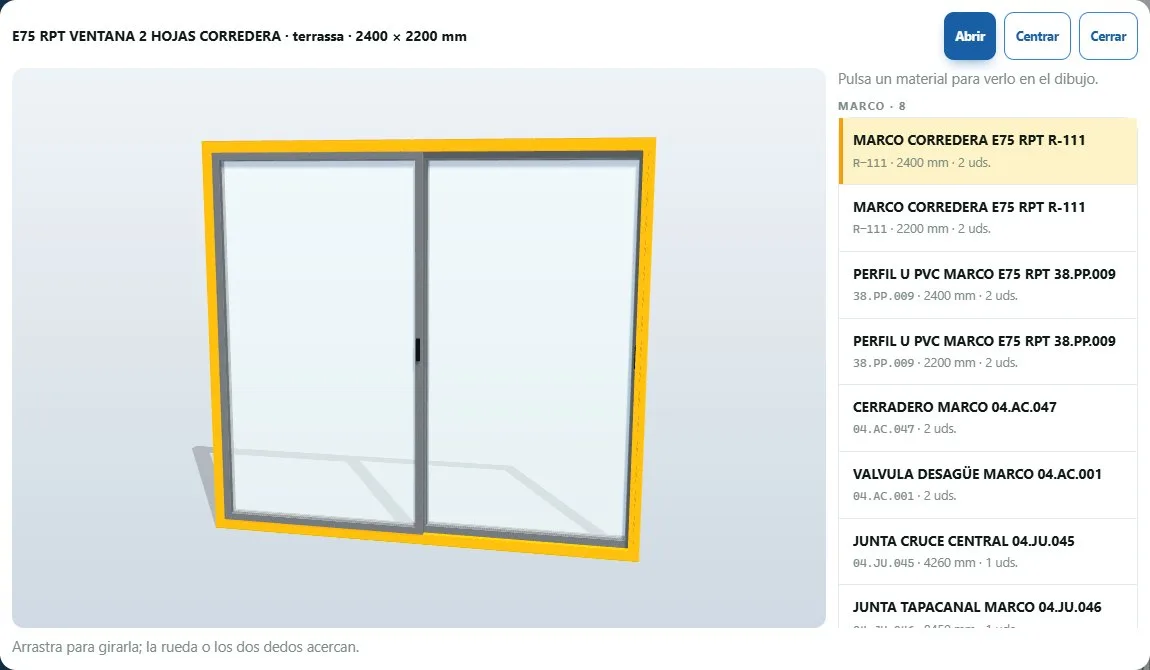Una obertura en 3D amb els seus materials