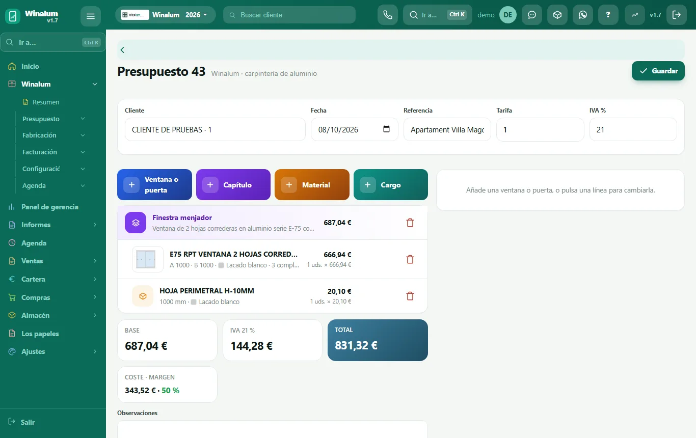 El constructor de presupuestos