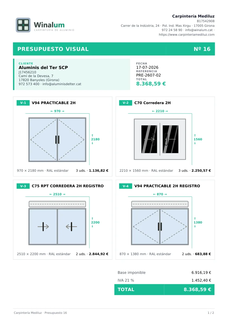 Així li queda al client, i el que es queda a l'oficina